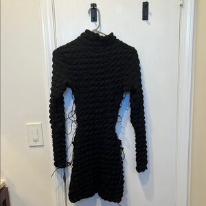 Black Bodycon Mock Neck Dress